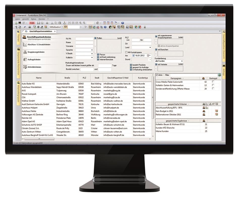 Die Geschäftspartner-Selektion als Basis für erfolgreiche Marketing-Aktionen.