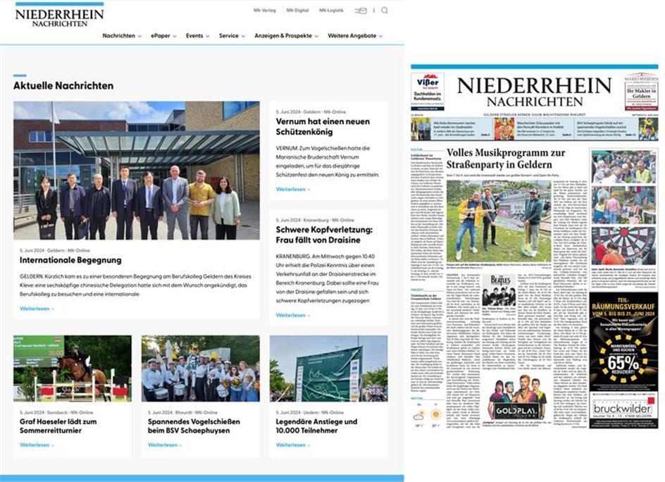 Niederrhein Nachrichten Web-Portal Dialog Redaktionssystem Zeitung Online