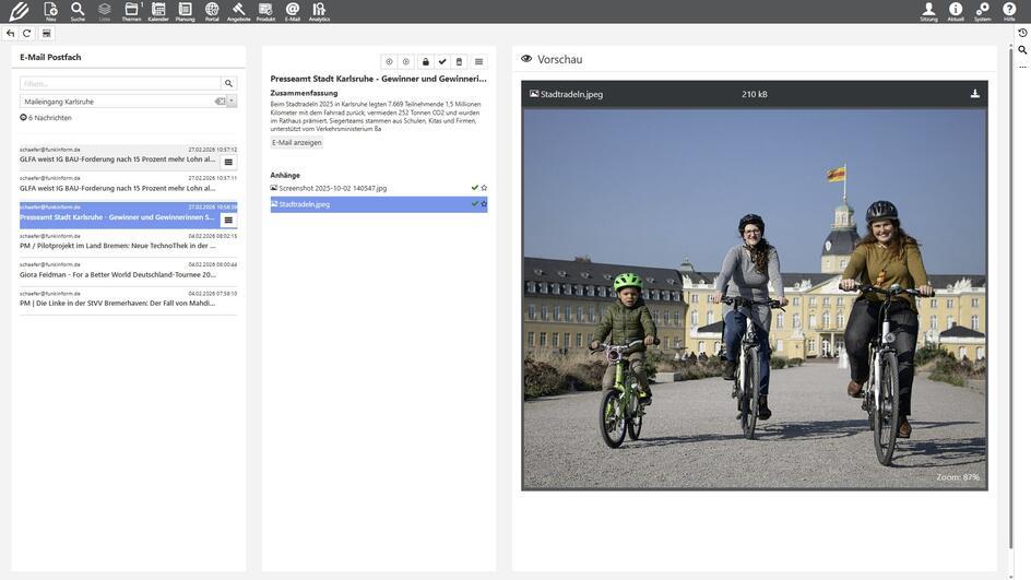 Oberfläche zum Selektieren der E-Mails im KI Mail-Konverter